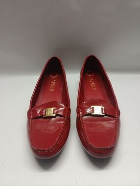 Lauren Ralph Lauren Red Patent Leather Loafers with Gold Accent